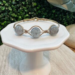 New Gold Tone Wire Wrapped Bracelet | Gray Beads | Boutique | Bangle